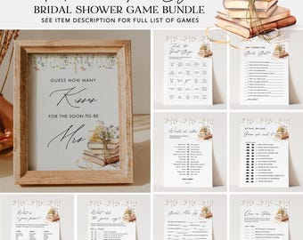 A New Chapter Bridal Shower Game Bundle, 36 Games, Wildflower Story Book Wedding Shower Game, Editable Templates, Templett #0066-BGB