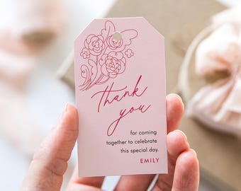 Fresh Market Floral Favor Tag Template, Thank You Tag, Baby Shower Tag, Birthday, Instant Download, Editable Text, Templett #0058B-253FT
