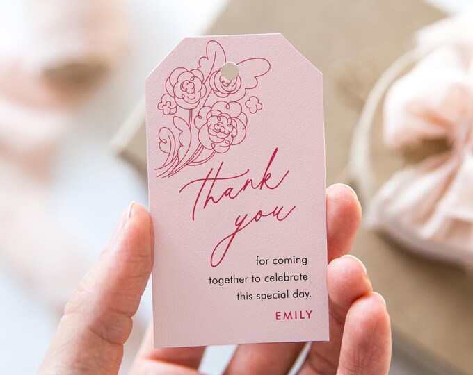 Fresh Market Floral Favor Tag Template, Thank You Tag, Baby Shower Tag, Birthday, Instant Download, Editable Text, Templett #0058B-253FT