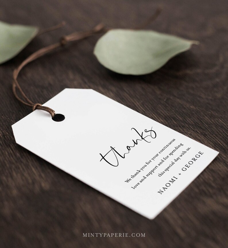 Minimalist Favor Tag for Bridal Shower or Wedding, Modern Thank You Tag, INSTANT DOWNLOAD, Editable Text, Printable, Templett 096-156FT image 3