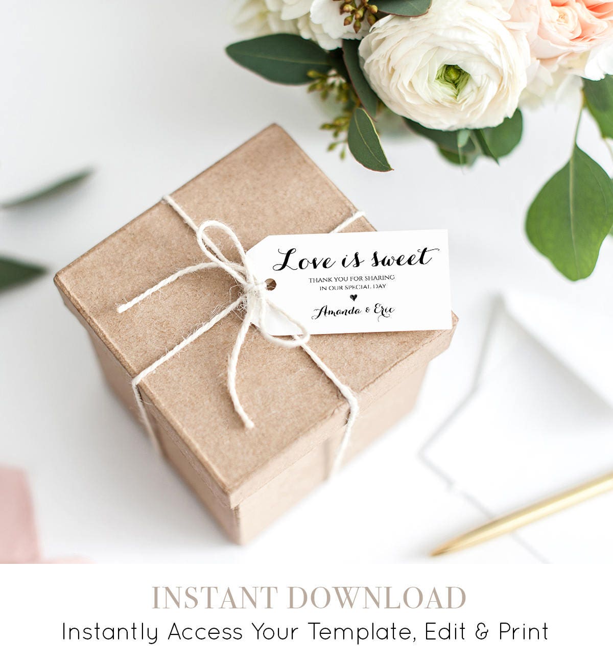 100 SMALL Personalized Favor Tag LOVE is SWEET
