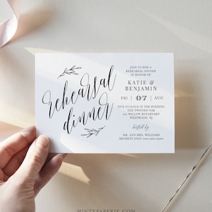 Invito alla cena di prova stampabile, DOWNLOAD IMMEDIATO, modello modificabile al 100%, calligrafia moderna, carta Kraft rustica, Templett #038-120RD
