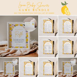 Lemon Baby Shower Game Bundle, 28 Games, Summer Baby Shower, Editable Template, Personalize, Instant Download, Templett #0046-BBGB