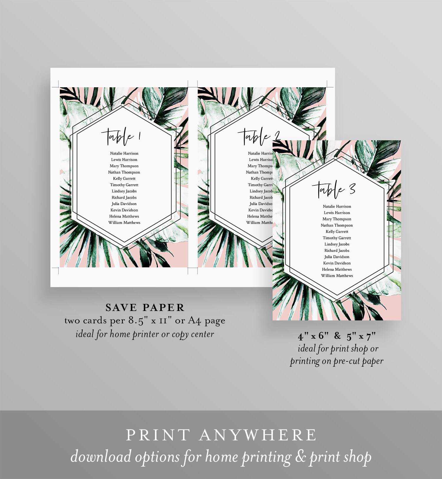 Tropical Seating Chart Template 