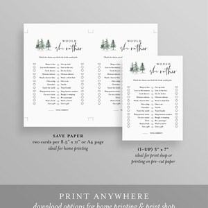 Bridal Shower Game Bundle, 12 Editable Templates, INSTANT DOWNLOAD, Customize Name & Questions, Winter Pine Bridal Games, Templett 073BGB image 8