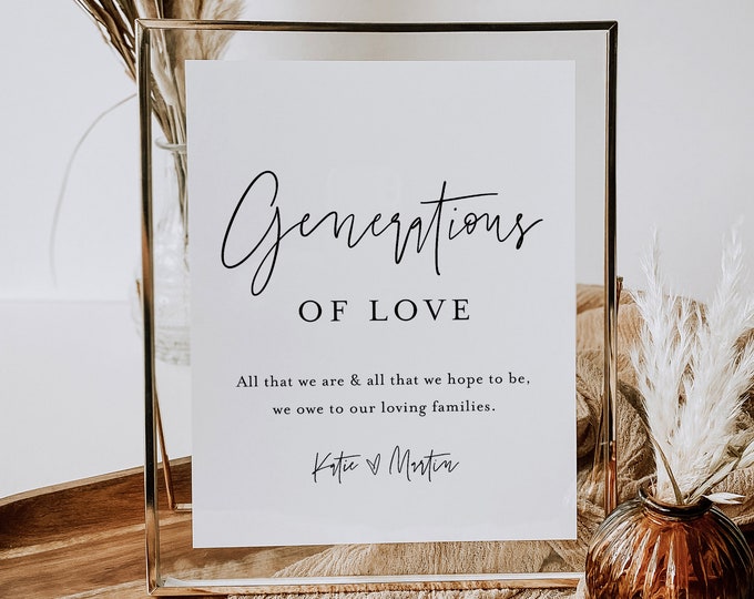 Generations of Love Sign, All That We Are All That We Hope to Be, Wedding Generations Table, Editable Template, Instant, Templett #0009-89S