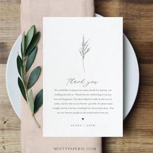 Plantilla de carta de agradecimiento de lavanda, nota de agradecimiento de boda editable, descarga instantánea, imprimible en lugar de favor, Templett #0006C-150TYN
