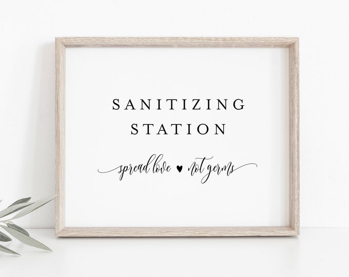 Sanitizing Station, Printable Wedding Sign, Hand Sanitizer Sign, Social Distance Bridal Shower, Birthday,Instant Download, Templett #008-23S