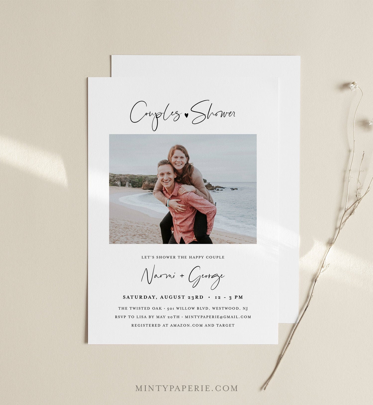 Couples Shower Invitation Template Printable Photo Wedding Etsy