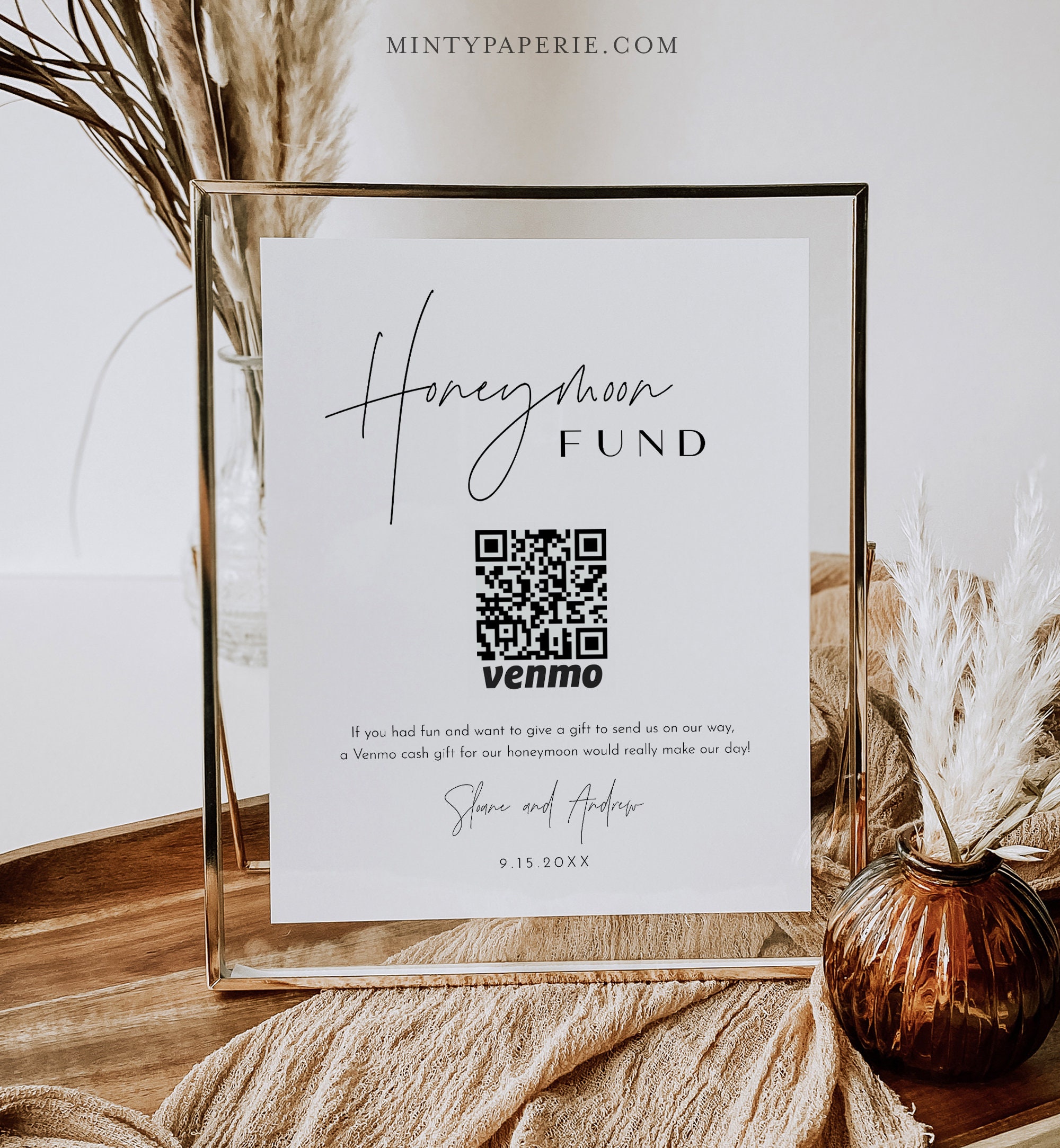 Honeymoon Fund Sign, Venmo Honeymoon Wish, Wedding Cash Gift Honeymoon Fund Sign, Venmo Honeymoon Wish, Wedding Cash Gift