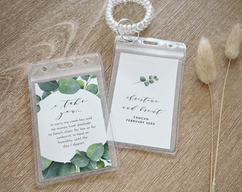 Wedding Room Key Card Tag Template, Printable Eucalyptus Key Card Pocket Card, Destination Wedding, Instant Download, Templett #036-101RKH