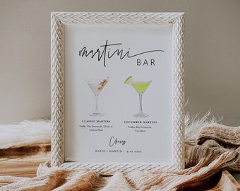 Martini Bar Sign, Signature Drinks Sign, Signature Bar Menu, Dirty Martini, Cocktails, Instant Download, Templett, 8x10, 18x24 #0009-91S