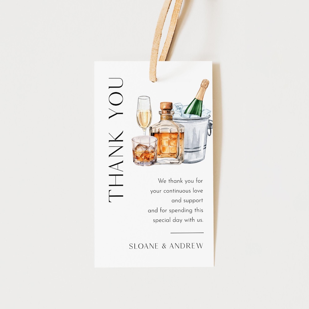Bourbon Brews and Bubbly Favor Tag for Bridal Shower or Wedding ...