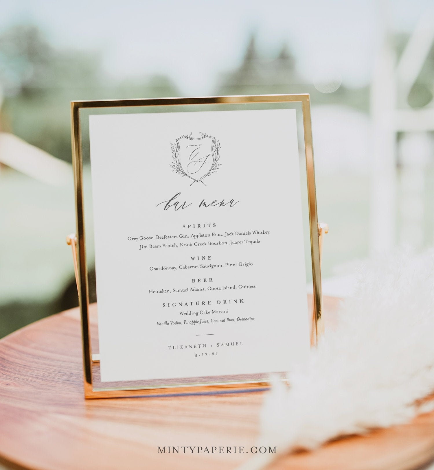 Wedding Bar Menu Template, Printable Monogram Drinks Sign, Alcohol Wedding Bar Menu Template, Printable Monogram Drinks Sign, Alcohol
