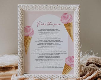 Pass the Poem Game, Fun Icebreaker Game, Ice Cream Bridal Shower Game, instant download, 100% Editable Template, Templett #0035-26BRG