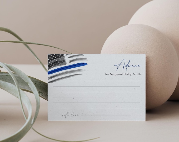 Police Retirement Advice Card, Law Enforcement Promotion Advice & Well Wishes, American Flag, Editable Template, Templett #0037-144AC