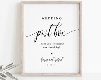Wedding Post Box Sign, Wedding Card Sign, Minimalist Modern Postbox, Editable Template, Printable, Instant Download, Templett 8x10 #008-30S