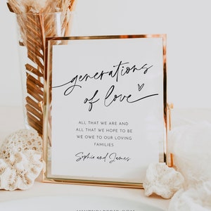 Generations of Love Sign, All That We Are All That We Hope to Be, Wedding Generations Table, Editable Template, Instant, Templett #0032-65S