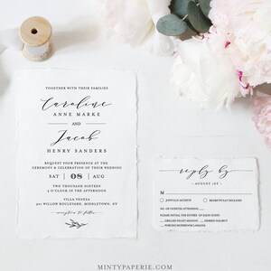 Editable Wedding Invitation Set Template, INSTANT DOWNLOAD, 100% Editable, Minimalist Invite, RSVP & Detail, Printable, Templett #037B image 5