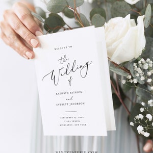 Minimalist Wedding Program Template, Modern Order of Service, Catholic Ceremony, INSTANT DOWNLOAD, 100% Editable, Templett, DIY 045-145WP image 3