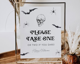 Halloween Sign, Please Take One, Trick or Treat Table Sign, Take One Candy Sign, Instant Download, Editable Text, Templett #0045-01S