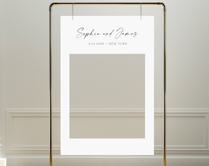 Wedding Photo Prop Frame, Minimalist Photo Booth Frame, Bridal Shower, Birthday, Editable Template, Instant Download, Templett #0034W-113PP