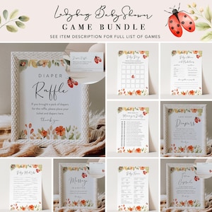 Ladybug Baby Shower Game Bundle, 28 Games, Love Bug Girl Baby Shower, Editable Template, Instant Download, Templett #0069-BBGB
