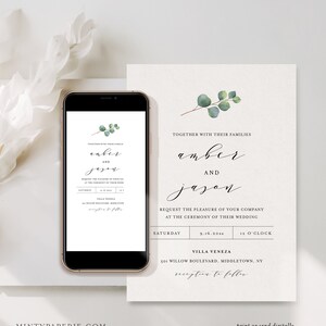 Eucalyptus Wedding Invitation Set, Greenery, Printable Invite, RSVP, Details, Instant Download, 100% Editable Template, DIY, Templett 036A image 7