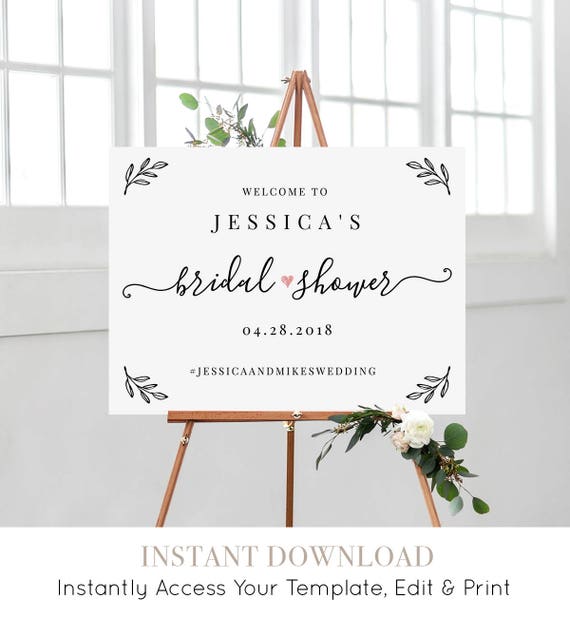 Turquoise Watercolor Welcome Sign Template Bridal Shower Welcome Sign Editable Printable Wedding Welcome Poster