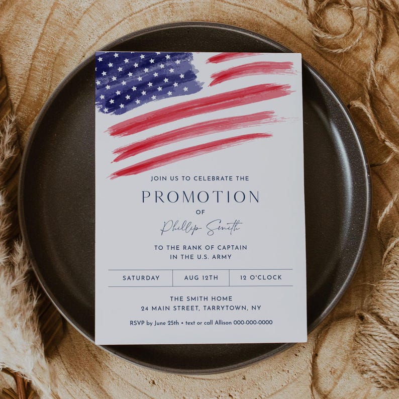 Military Promotion Party Invitation, Printable Army, Marine, Air Force ...