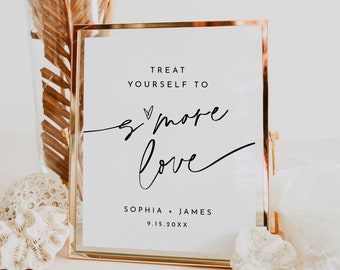 S'mores Station Sign, Backyard Outdoor S'mores, Minimalist Wedding, S'more Love, Editable Template, Instant, Templett, 8x10 #0032-57S