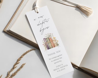 A New Chapter Bookmark, Book Favor Tag, Storybook, Bridal Shower, Baby Shower, Instant Download, Editable Template, Templett #0066-101BMT