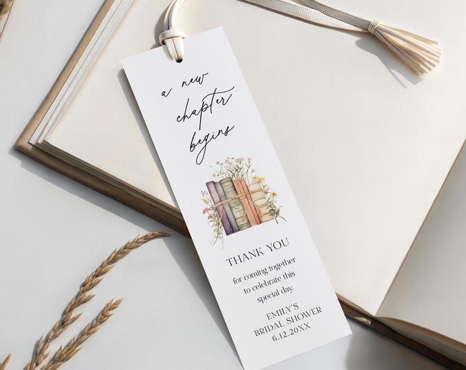 Book Favor Tag, Storybook, A New Chapter Bridal Shower, Baby Shower Thank You Tag, Instant Download, Editable Template, Templett #0066-258FT