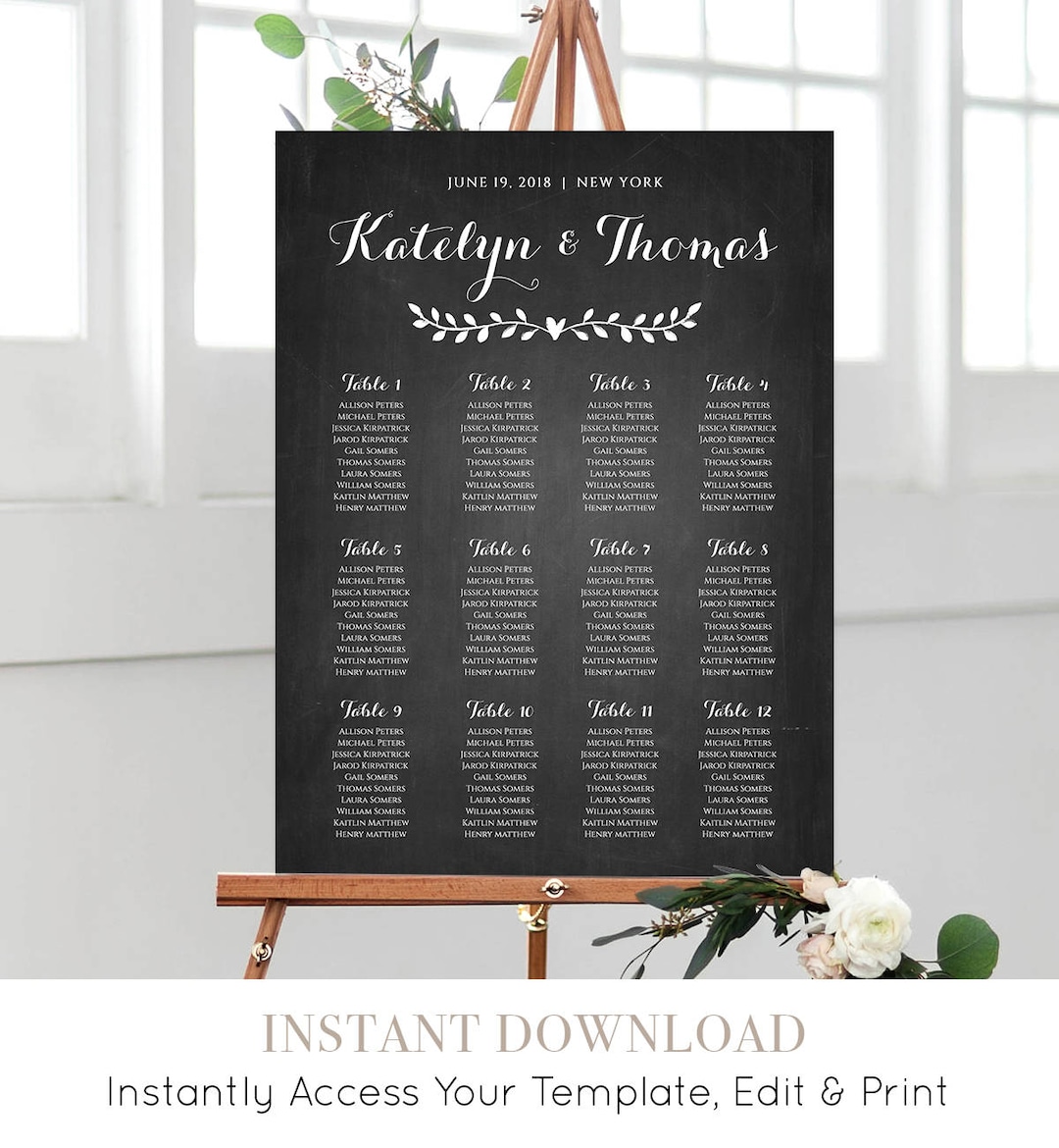 Diy Wedding Seating Chart Poster Template