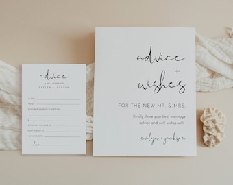 Advice & Wishes Sign and Card, Well Wishes, Personalize, Editable Template, Instant Download, Templett, 8x10 Sign, 5x7 Card #0031-115AC