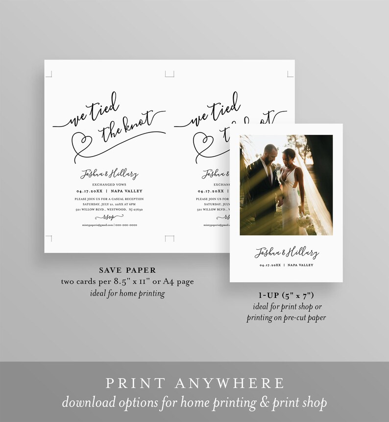 Photo Elopement Announcement We Tied the Knot Heart Wedding image 7