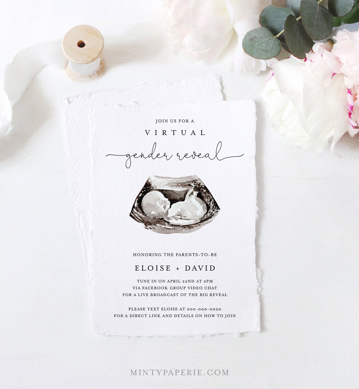 Virtual Gender Reveal Invitation Template, Social Distance Gender