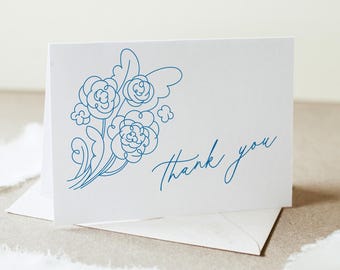 Floral Thank You, Fresh off the Market theme Bridal Shower, Flat & Folded Card, Editable Template, Instant Download, Templett #0058A-238TYC