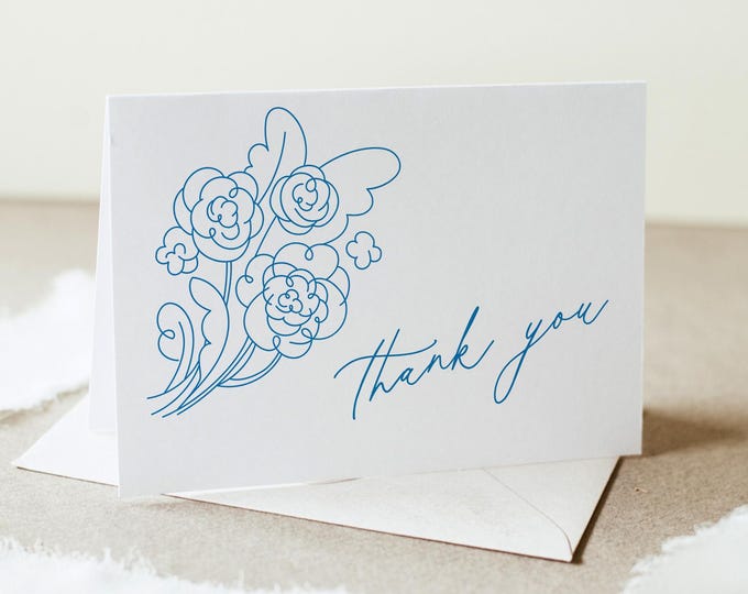 Floral Thank You, Fresh off the Market theme Bridal Shower, Flat & Folded Card, Editable Template, Instant Download, Templett #0058A-238TYC
