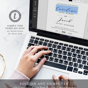 Editable Wedding Invitation Set Template, INSTANT DOWNLOAD, 100% Editable, Minimalist Invite, RSVP & Detail, Printable, Templett #037B image 7