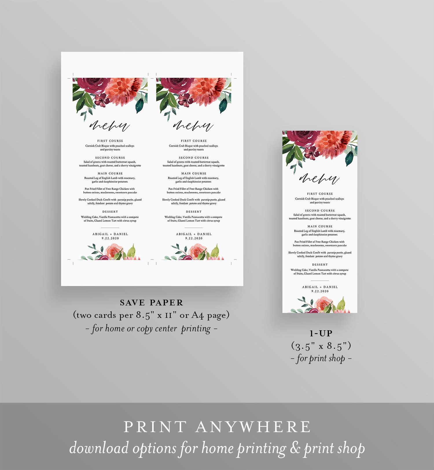 wedding menu card template dinner menu summer orange print shop 22 free download