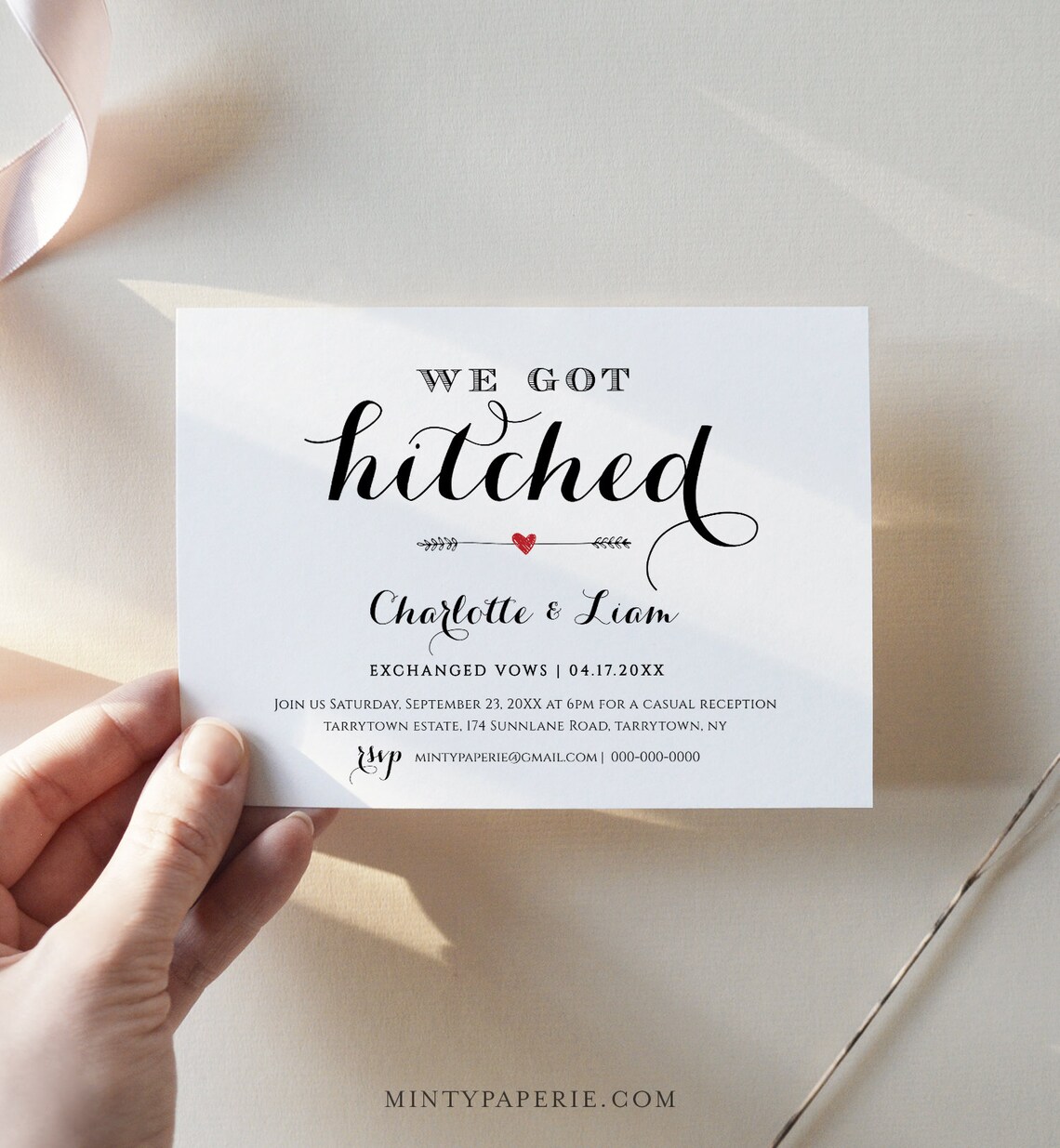 Elope Announcement Template DIY Wedding Elopement Invitation - Etsy