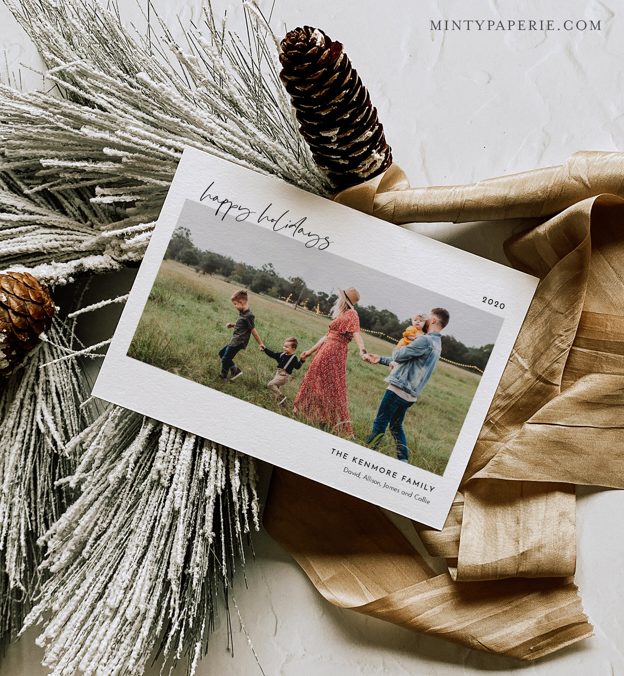 Minimalist Photo Holiday Card Template Simple Christmas Card Etsy