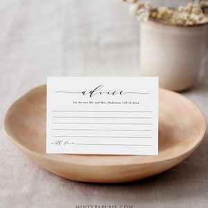 Hochzeit Advice Karte druckbar, bearbeitbare Vorlage, Minimal Gut Wünsche für Braut und Bräutigam, Jungvermählten, Sofort Download, Templett #037-112AC