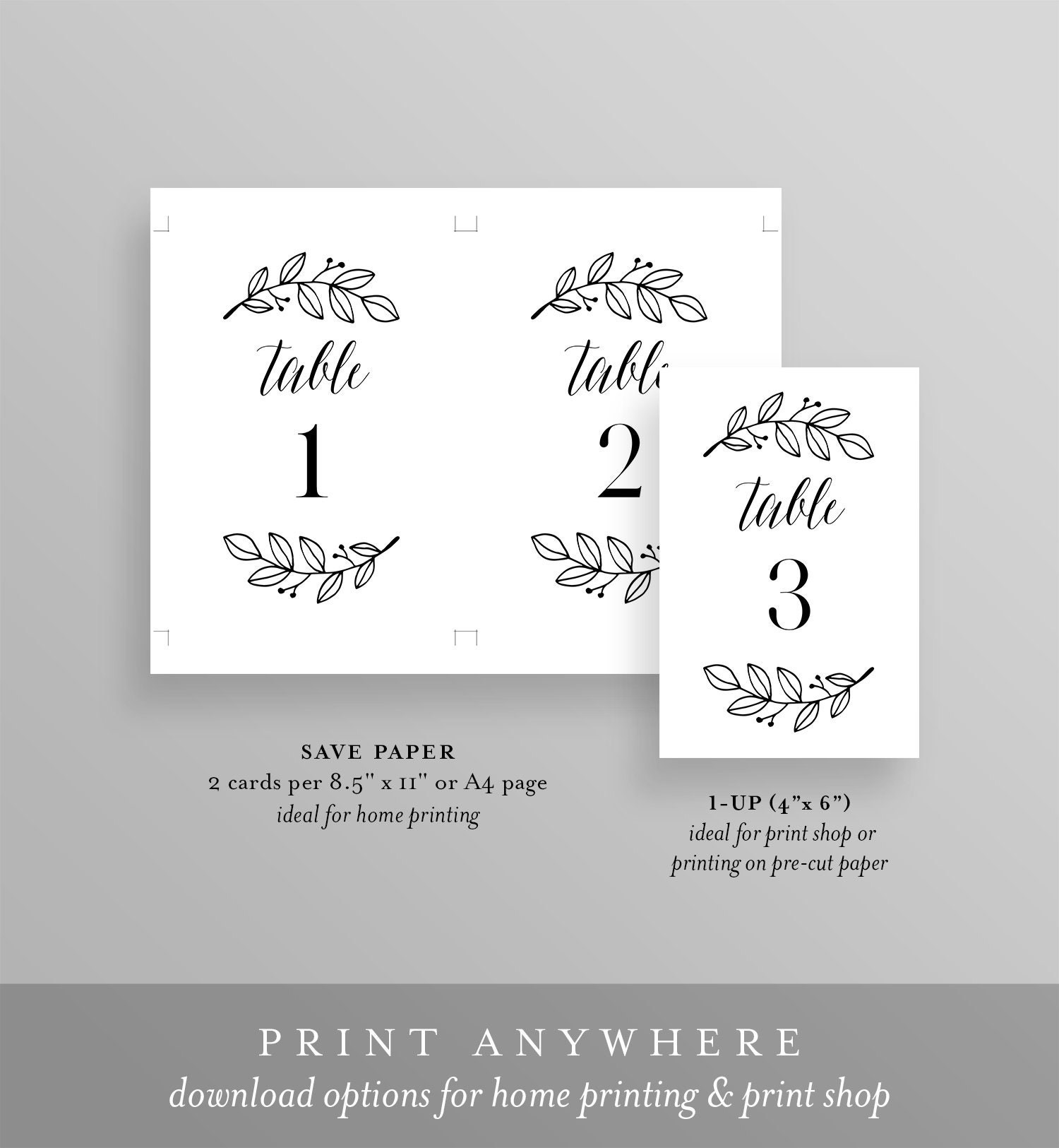 Table Number Cards Template