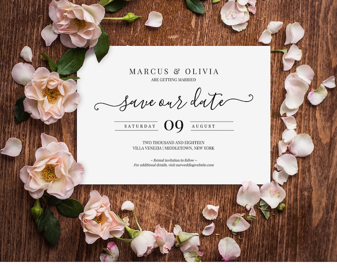 Save Our Date Wedding Template, Save the Date Printable, Editable File, Instant Download, Wedding Date Card, Digital Template #030-201SD