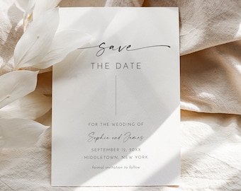 Minimalist Save the Date, Editable Template, Modern Wedding Date Card, Upload Your Photo, Digital, Instant Download, Templett #0034W-209SD