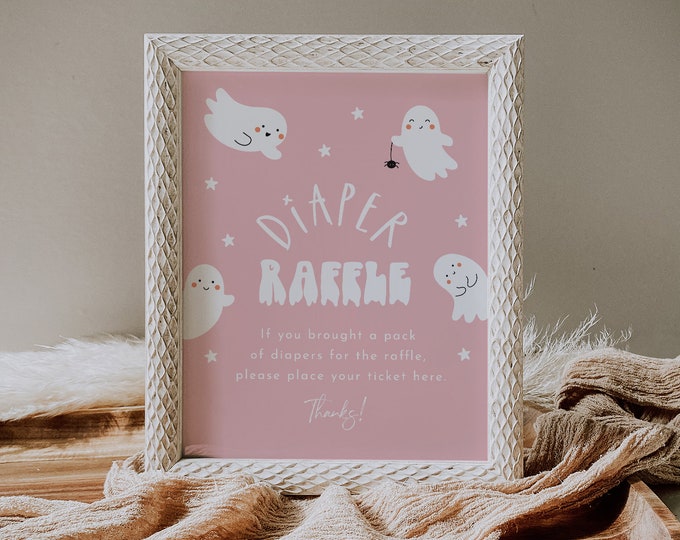 Halloween Diaper Raffle Game, Printable Girl Baby Shower Diaper Raffle Insert and Sign, Editable Template, Instant Download #0001-111DR
