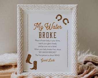 Western My Water Broke Game, Printable Baby Shower, Frozen Baby Game, Ice Cube, Gender Neutral, Editable, Instant, Templett #0040-24BAG