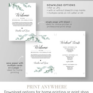 Welcome Letter and Itinerary, Wedding Agenda, Timeline of Events, Printable Welcome Bag Note, Fully Editable, INSTANT DOWNLOAD 019-109WB image 3